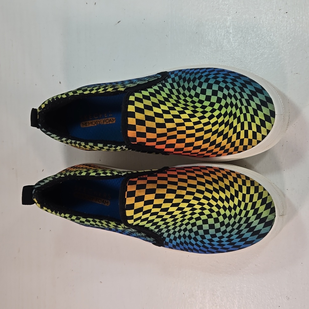 Skechers multicolor rainbow checkerboard Slip-On Sneakers - Picture 2 of 13
